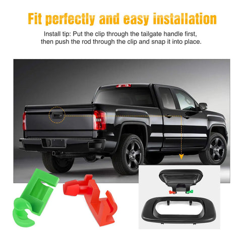 Hella Reliable 425 Piece Kit Car Push Retainer Clips And Auto Fastener Assortment showing green and red clips for tailgate installation.