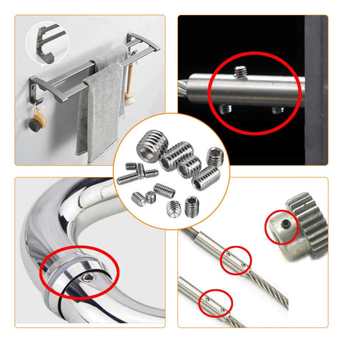 Set Screw Assortment Kit 300 Pcs 24 Sizes Metric And SAE Allen Screws For Bathroom Fixtures shown installed