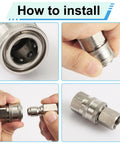 10-pack stainless steel pressure washer quick-connect adapters (1/4 in), male and female fittings