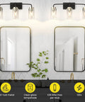 Lit Modern Bathroom Vanity Light Fixture In Matte Black, 3 Light Wall Lamp With Clear Glass Shades, Bulb Included