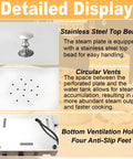 Detailed view of Boss-Grade Commercial Steamer with stainless steel top bead, circular vents, and bottom ventilation holes.