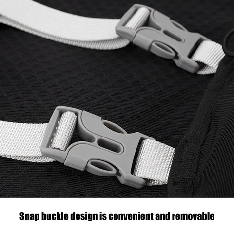Close-up of snap buckle on Hydration Running Vest With Two 500ml Bottle Holders, Lightweight Breathable Trail Pack For Men Women