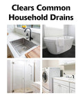 This Compact Beehive Mini Sink And Drain Plunger Is A Total Game Changer For Eliminating Stubborn Clogs In Kitchens And Bathrooms Fast While Protecting Your Surfaces With Nonmarking Rubber And A Sturdy T Handle, showing cleared kitchen sink, bathtub, shower, and washer drain.