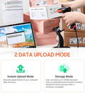 3 In 1 2D QR Barcode Scanner With Stand Bluetooth 2.4GHz Wireless And USB Wired Handheld Barcode Reader For Fast POS Scanning Plug And Play Setup HW0001 in use with boxes and computer