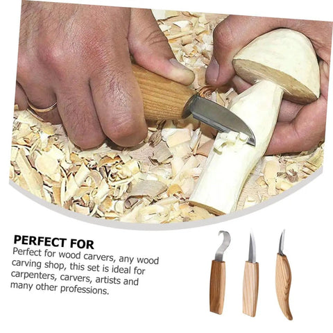 Person using Top Shelf Steel Carving Knife Set Featuring Three Razor Drawknives on wood for detailed carving.