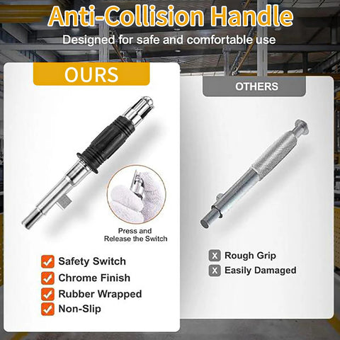 Magnetic lifter with release lever for 440 lb/200 kg, front view with chrome finish and black grip