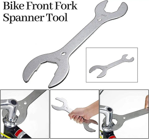 All In One 4 In 1 Bicycle Wrench Kit For Quick Bike Repairs, showing chrome-vanadium spanner for headsets and forks 30/32/36/40mm