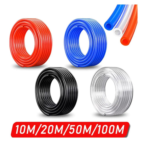 Top Shelf Orange Polyurethane Pneumatic Air Hose Tubing 100 Meter Roll Rock Solid with various colored rolls of 10M/20M/50M tubes.
