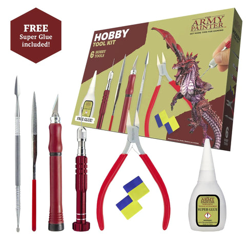 One Box Fits All Hobby Tool Kit With Glue And Six Essential Tools For Miniature Assembly Drill With Bits Knife Side Cutter Sculpting Tool