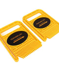 Adjustable Featherboard For Table Saw And Router Table Abs Woodworking Safety Lock 2 Piece Set Anti Kickback Fence Clamp With Hella Sturdy Side Pressure For Zero Drama Precision Cuts Yellow, close-up of two yellow ABS plastic featherboards.
