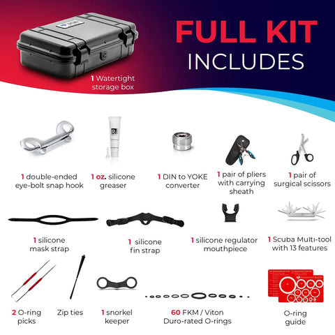 Save A Dive Scuba Repair Kit For Divers All In One Gear Maintenance Set With 60 O Rings Multi Tool Spare Parts And Waterproof Case