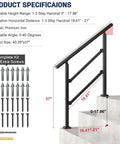 Rock Solid Wrought Iron Handrails For Outdoor Steps Heavy Duty Stair Grip Rails With Rust Resistant Powder Coat, 37 inches tall.