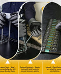 Zonon 2 Pack Heavy Duty Belt Fastener Breaker Tool With Flexible Joint removing fasteners from conveyor belt using gloves.