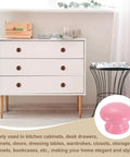 10 Piece Rose Red Mushroom Wood Drawer Knobs Cabinet Hardware With Mounting Screws For Dressers And Cupboards, displayed on white dresser.