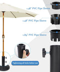 Beefy Heavy Duty Umbrella Base Tube For Outdoor Patio Umbrella Stand With Universal Pole Bracket Replacement Parts Metal Black