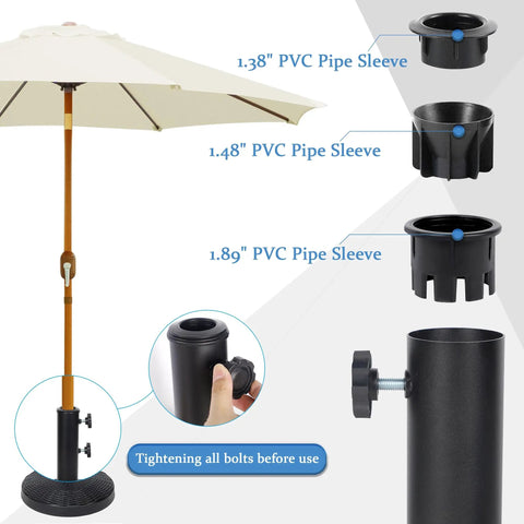 Beefy Heavy Duty Umbrella Base Tube For Outdoor Patio Umbrella Stand With Universal Pole Bracket Replacement Parts Metal Black