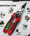 All In One Electrician Pliers With Digital Display And Voltage Tester, Wire Stripper Cutter Crimper Screwdriver, Multi Function Electrical Tool For Home Auto And Workshop Use Green shown with display