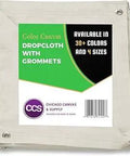 Canvas Drop Cloth With Grommets 10 Oz Heavy Duty Cotton Duck Cloth Tarp in package, showing label with size and features.