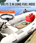 Marine Outboard Fuel Transfer Tank 3.17-Gallon With 9.8-Foot Hose and Yamaha Connector on inflatable boat