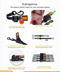 No-Tangle Auto Retractable Ratchet Straps 1 Inch by 6-Foot Four Pack with Rubber Coated Handles and S Hooks, infographic features.
