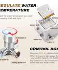 Diagram of control box and valve for Touchless Sensor Bathroom Sink Faucet No Touch Hands Free Operation With Automatic Water Flow.