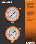 Lang Tools CLT-2 cylinder leakage tester with two orange dial gauges
