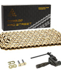 428H Heavy Duty Motorcycle Chain 122 Links Reinforced Drive Chain Rust Resistant Pre Oiled Standard Non O Ring with tools