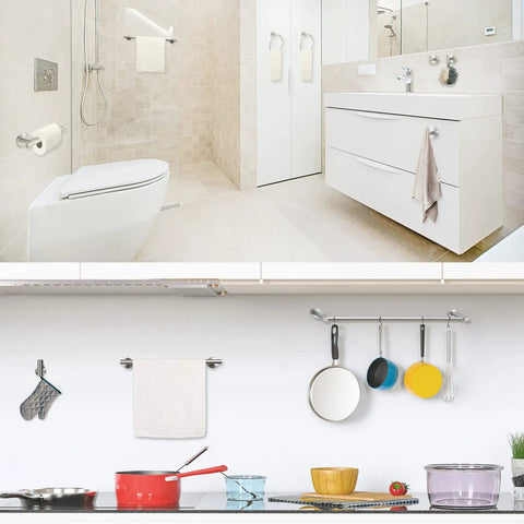 Bathroom with 10 Piece Brushed Nickel Bathroom Hardware Set With 24 Inch Towel Bar Towel Ring Toilet Paper Holder And Robe Hook