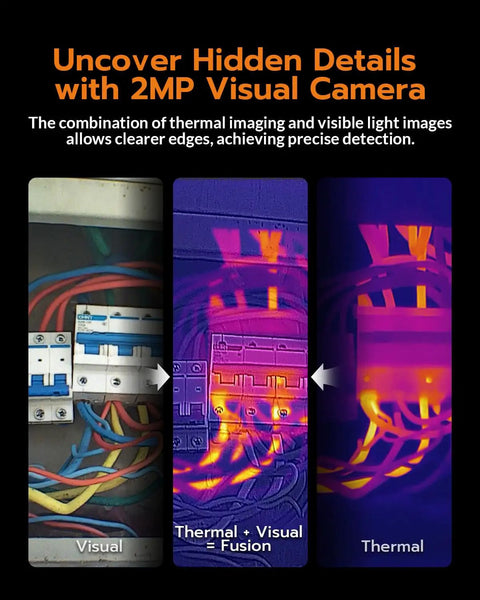 Dual-Lens WiFi Heat Cam With AI Upscale To 640x480 UIRA-IR 2MP Visual Sensor five-mode thermal fusion for electrical wiring
