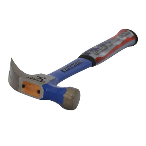 Heavy Duty Steel Eagle Curved Claw Hammer 16 Oz Pro Grade Framing Tool Made In USA with polished head and Shock Block