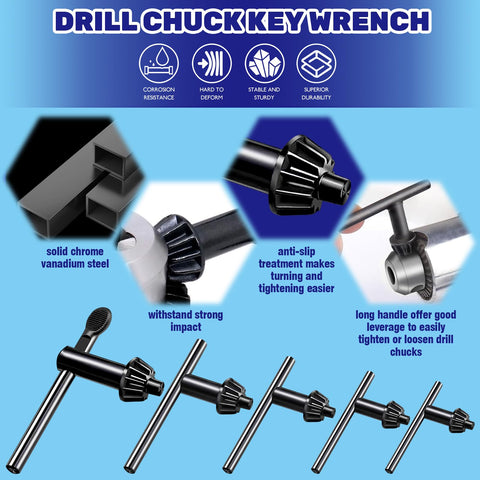 20 Piece Drill Chuck Key Wrench Set With Brass Chuck Collet Kit For Rotary Tools includes steel and anti-slip features.
