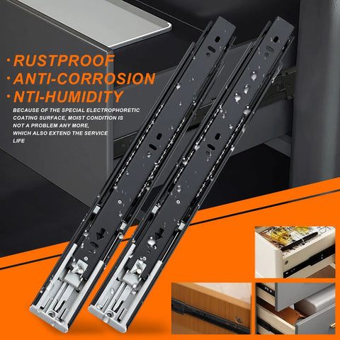 Five Pairs of Twenty Inch Soft Close Drawer Slides with Full Extension Ball Bearing Side Mount Glides for Cabinets and Dressers
