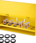 Heavy Duty Wall Mount Fire Sprinkler Head Storage Box Holds Twelve Heads Red Steel Cabinet with grommets and black seals.