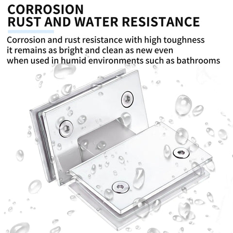 Beefy Heavy Duty Stainless Steel 180 Degree Frameless Shower Door Hinge for Bi-Directional Opening, corrosion resistant close-up