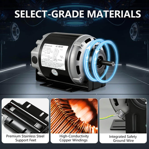 One Third HP 115V 60Hz Blower Motor 1725 RPM 48 Frame features premium materials and thermal protection for HVAC use