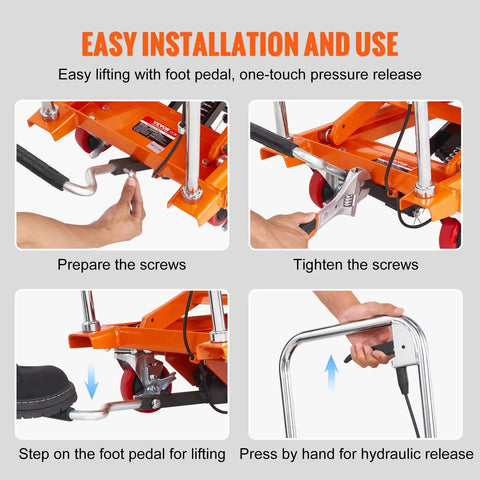 Easy installation steps for Heavy Duty Hydraulic Lift Table Cart With 500 Pound Capacity And 28.5 Inch Max Rise.