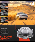 Front Or Rear Wheel Bearing And Hub Assembly For Audi A4 A4 Quattro A6 Quattro RS4 S4 S6 S8 2000-2009 Models Compatible With 43 Or 45 Mm Bearing Diameter For Front Or Rear Hub Replacement Bolt-On, Smooth Ride Long Lasting Durability displayed with high-load capacity diagram.