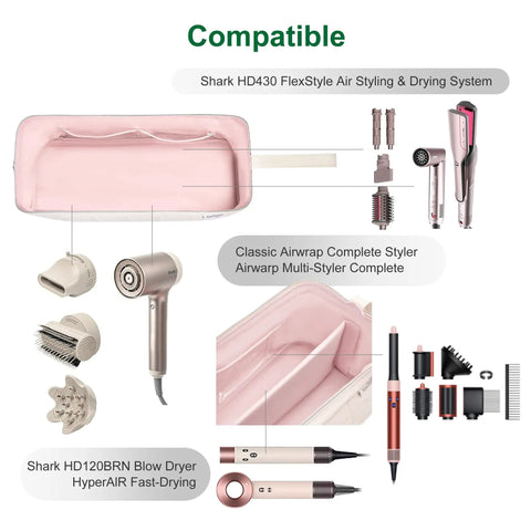 Compatible tools with Grab And Go Travel Hair Tools Organizer Case For Dyson Airwrap And Shark FlexStyle Attachments, Beige.