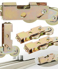 Replacement Kit For Sliding Door Rollers With 1-1/4 Inch Tandem Roller Assembly, 4 Pack, showing side view and track compatibility.