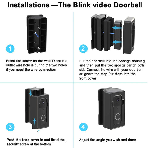 Anti Theft Blink Doorbell Mount With 0 To 140 Degree Angle Adjustment, installation steps for condo, apartment, office use