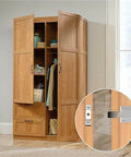 Heavy Duty Magnetic Push To Open Cabinet Latch For Doors And Drawers on wooden wardrobe, stainless steel detail close-up inset