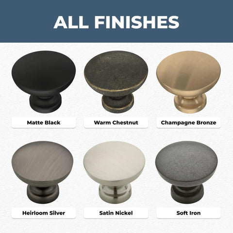Champagne Bronze Round Cabinet Knobs Set Of 10 For Cabinets Dresser Drawers And Kitchen Doors Easy Install Durable Hardware showing finishes.