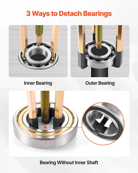 3 ways to detach bearings using 36 Piece Bearing Puller Set With 3 Jaw Hook Pullers For Internal External Bearings and Bearings Without Inner Shafts