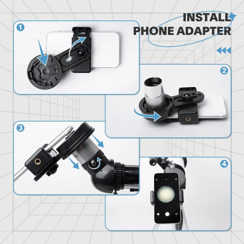 80mm 600mm Telescope For Adults And Beginners With Altazimuth Mount Dope Eyepieces 25mm And 10mm 3x Barlow Lens 24x To 180x Magnification Moon And Planets Ready Easy Setup Stargazing Kit phone adapter installed on telescope eyepiece