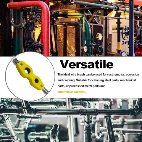 Must Have 4 In 1 Car Battery Terminal Cleaner And Corrosion Scouring Brush, versatile yellow wire brush for rust removal.