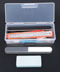 21Pcs Modeler Basic Tools Craft Set with ruler, files, and case for DIY mecha and miniature car models, angled view