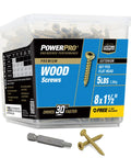 Product packaging of Go-To Exterior Wood Deck Screws Set For Outdoor Projects Bronze Finish Size 8 By One And A Half Inch