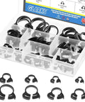 Heavy Duty Nylon Hose Clamp Set With Double Gripping Design 48Pcs Eight Size Plastic Snap Ratcheting Clamps kit on display