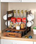 Rustic Brown Coffee Pod Organizer Drawer For Vertuo And Nespresso Keeps 28 Large Or 56 Small Pods Neatly Sorted In Four Columns With Cup Rack