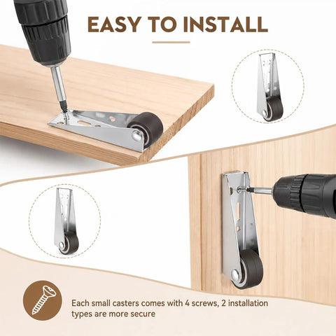 Installing 2 Pack Gate Caster Wheels With L Bracket No Squeak Quiet Rubber Rolling Casters on wooden gate